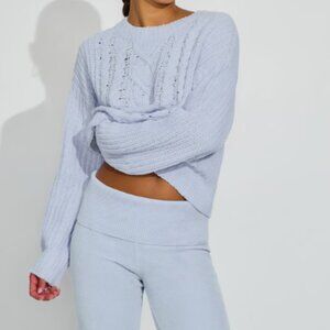 New With Tag Garage Chenille Oversized Knit Look Sweater - Small in Heather Blue